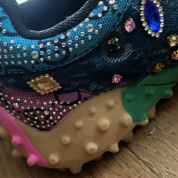 Taxi Rhinestone Canvas Bling Shoes Sz 8.5 Multicolor Gems - Picture 10 of 16